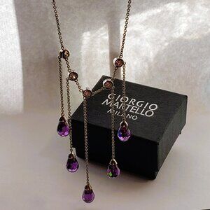 Giorgio Martello Sterling Silver Amethyst Chandelier Necklace | $168.88 Retail